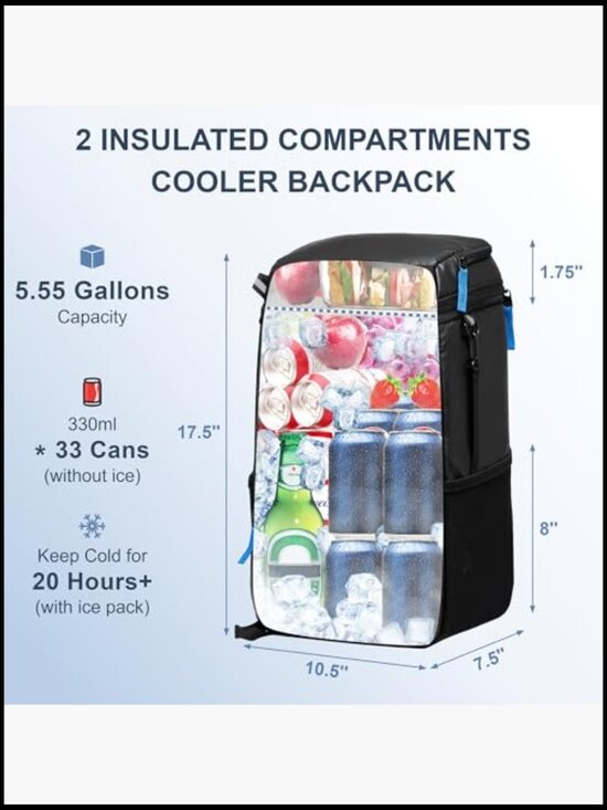 Insulated Backpack Cooler Leak Proof Lightweight Camping Beach Travel Thermal main image 2